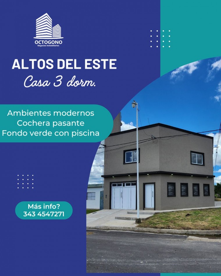 MODERNA CASA DE 3 DORMITORIOS